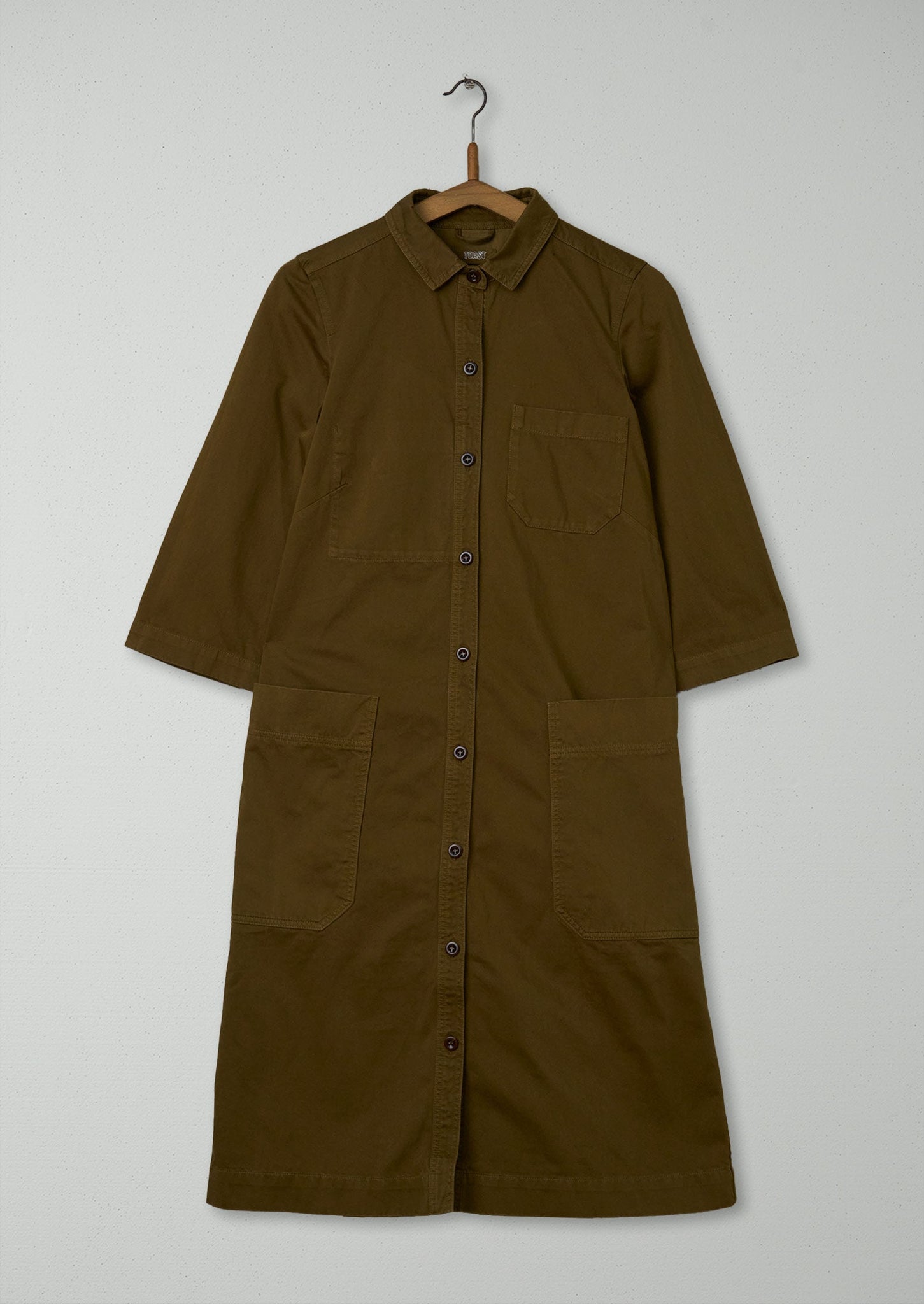 Reworn Cotton Sateen Shirt Dress Size 6 (1074) | Dull Gold