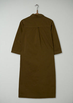 Reworn Cotton Sateen Shirt Dress Size 6 (824) | Dull Gold