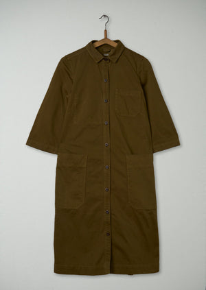 Reworn Cotton Sateen Shirt Dress Size 6 (824) | Dull Gold