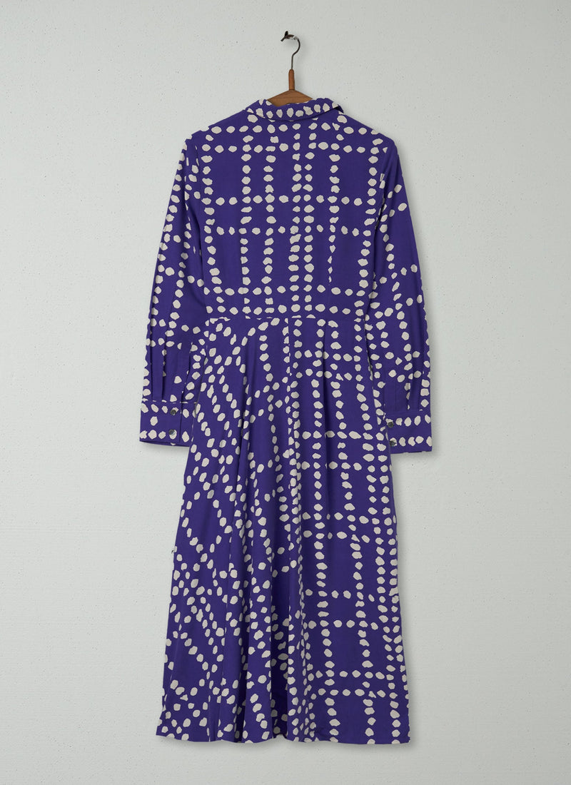 Reworn Spot Silk Dress Size 12 (1554) | Violet