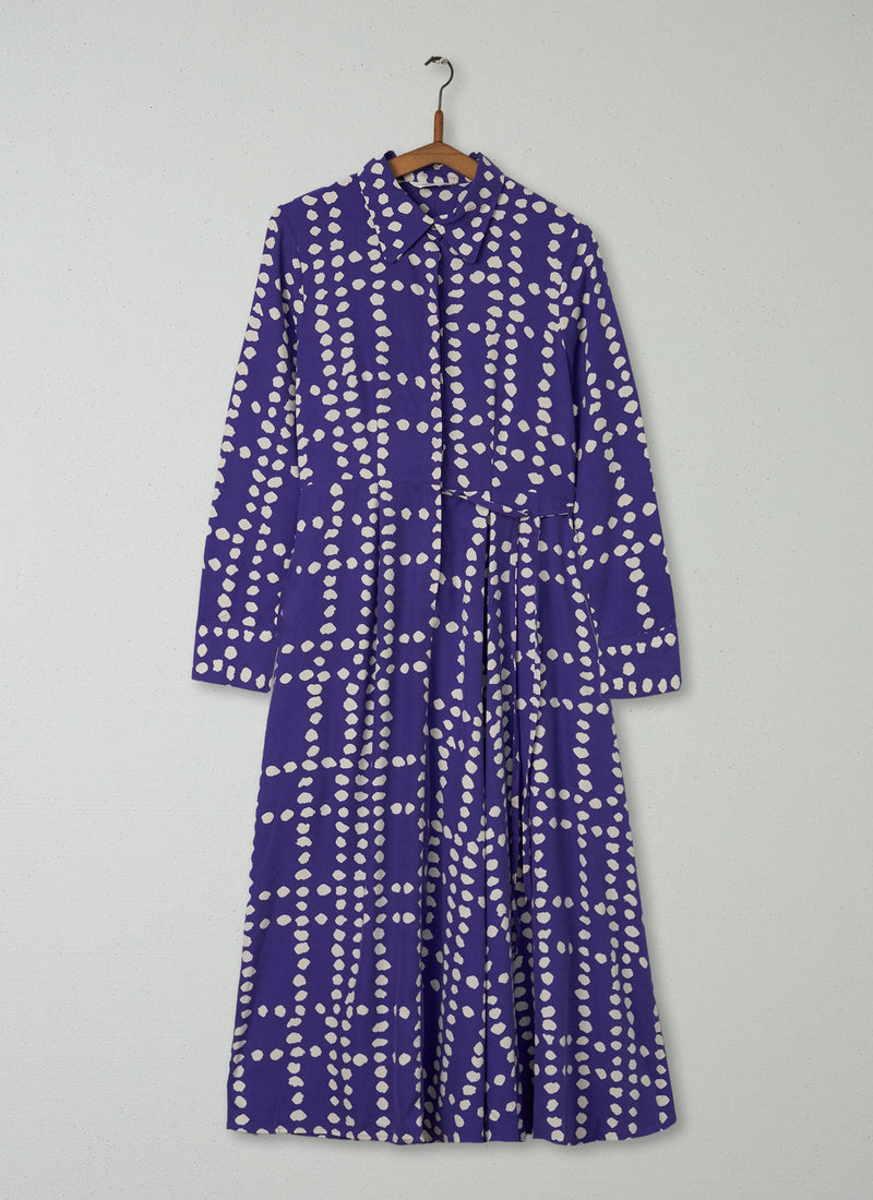 Reworn Spot Silk Dress Size 12 (1554) | Violet