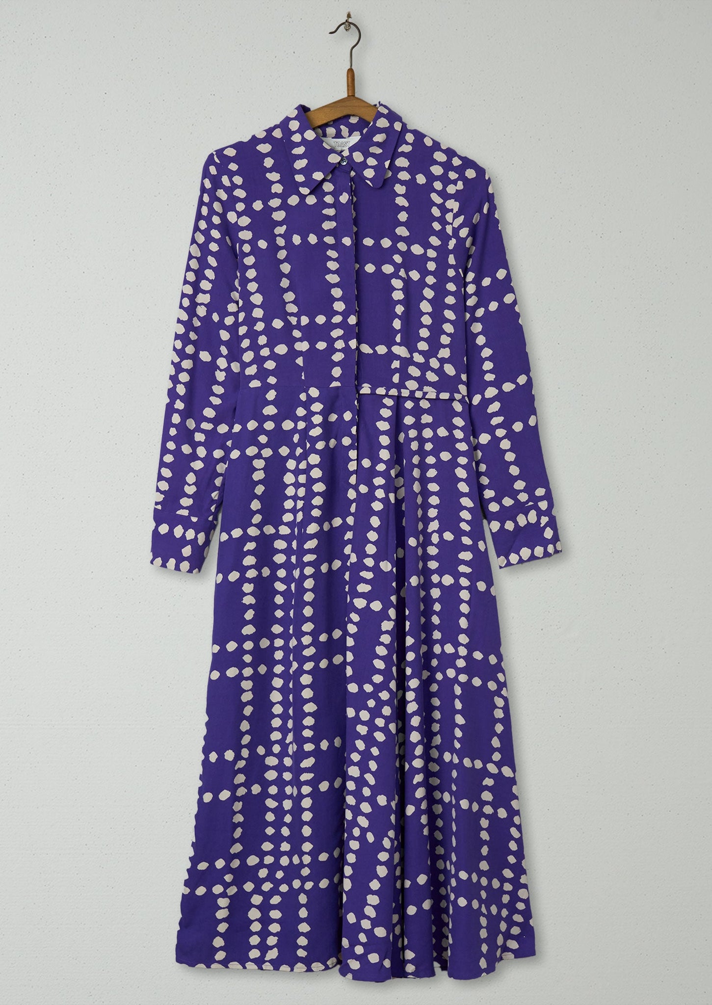 Reworn Spot Silk Dress Size 6 (681) | Violet