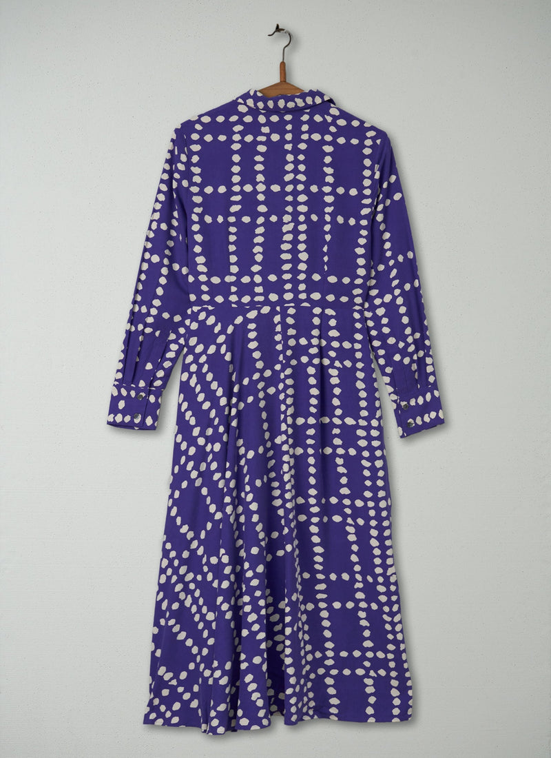 Reworn Spot Silk Dress Size 8 (484) | Violet