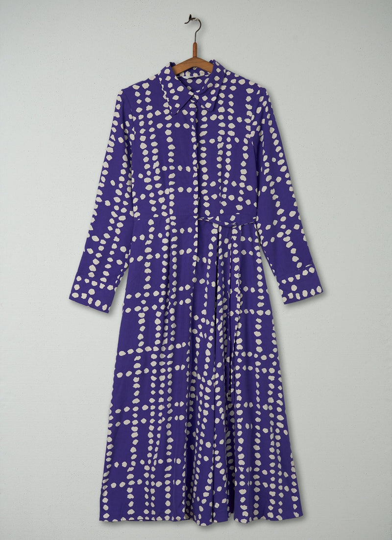 Reworn Spot Silk Dress Size 8 (484) | Violet