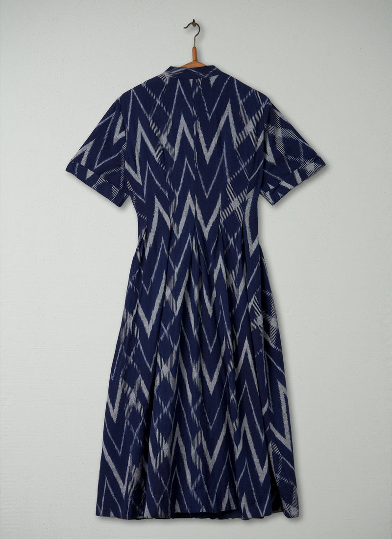 Reworn Ikat Wrap Dress Size 14 (399) | Blue