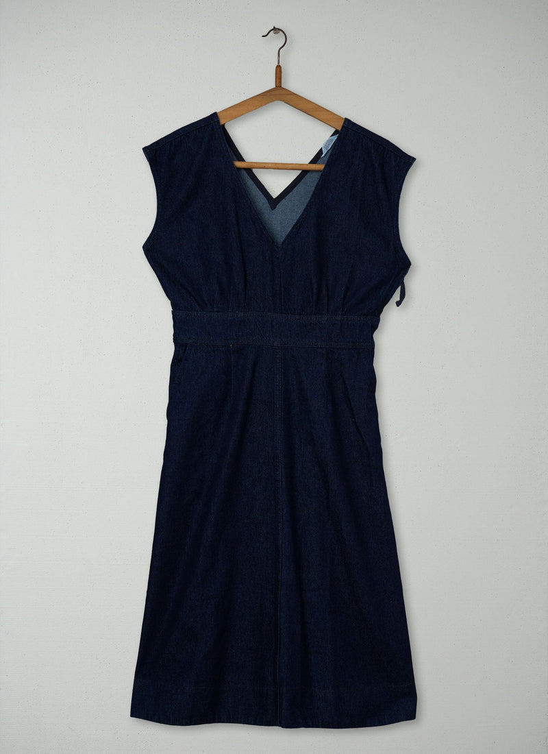 Reworn V Neck Dress Size 8 (1421) | Indigo