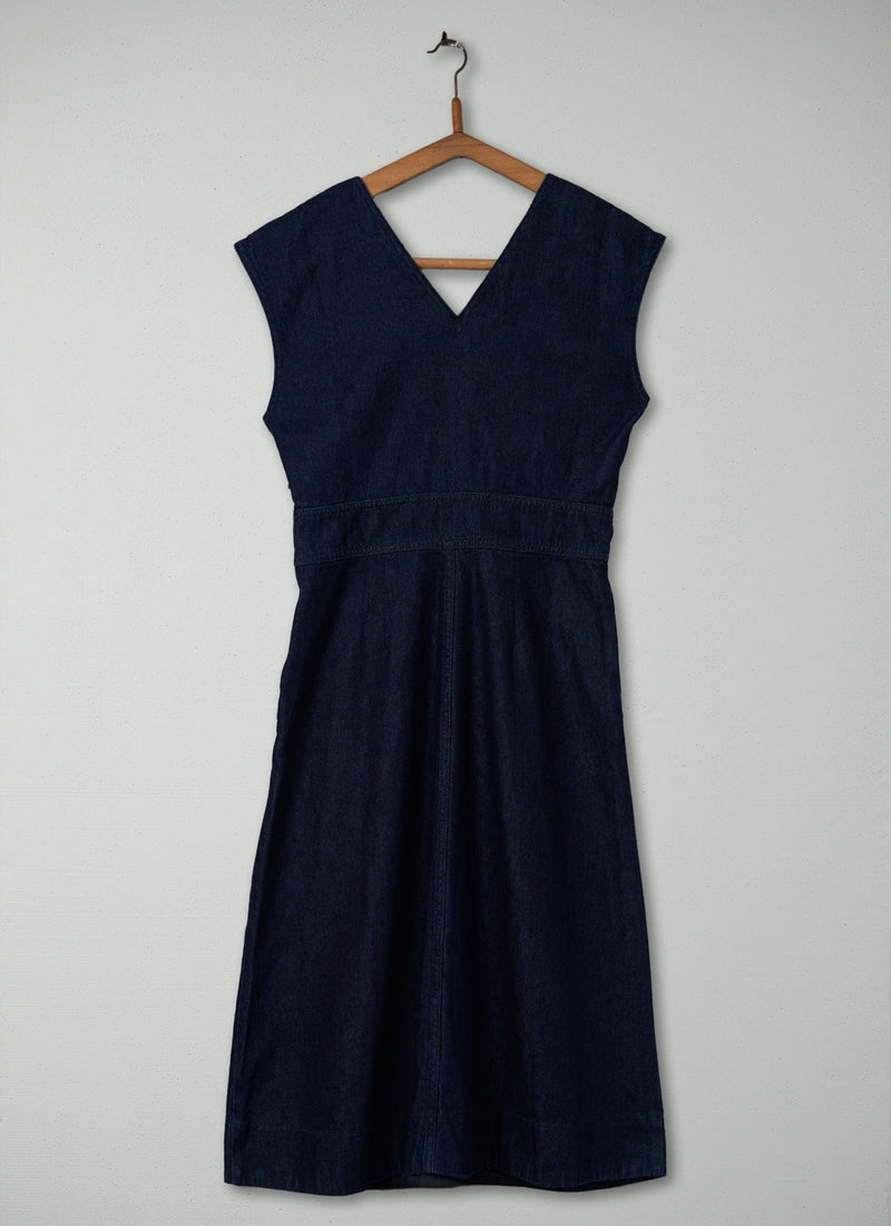 Reworn V Neck Dress Size 8 (486) | Indigo