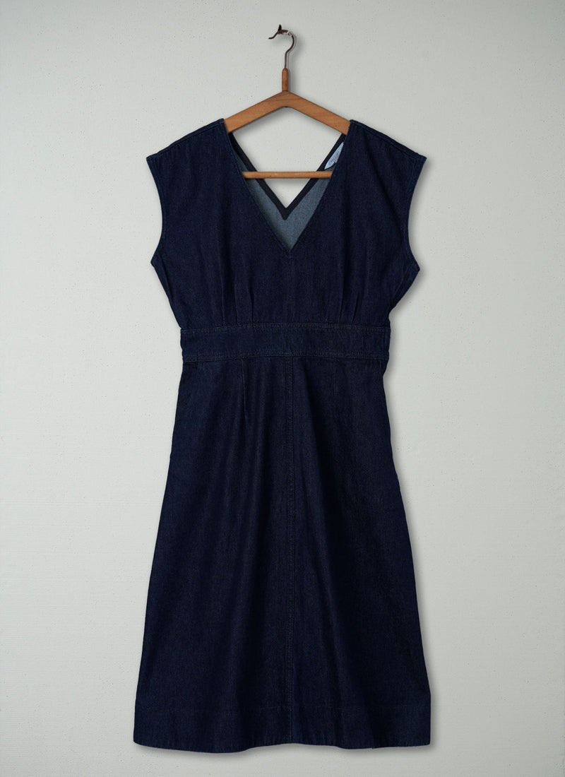 Reworn V Neck Dress Size 8 (486) | Indigo
