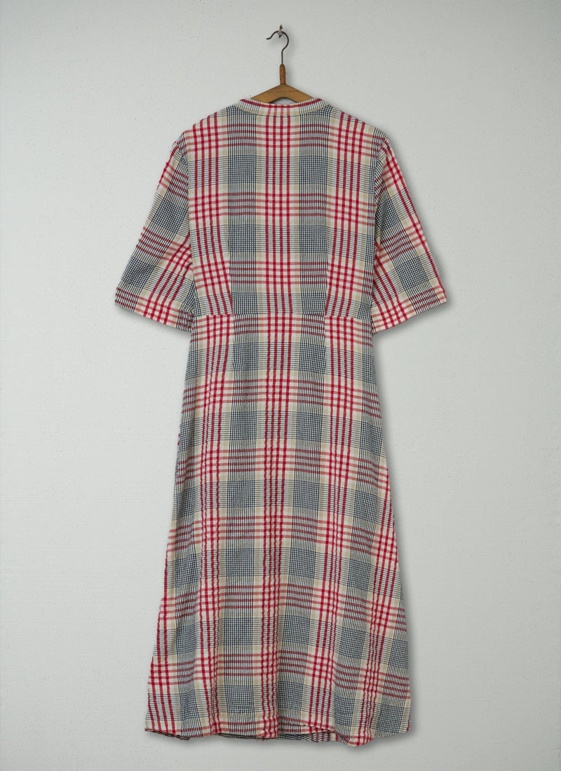Reworn Seersucker Cotton Wrap dress Size 16 (605) | Multi