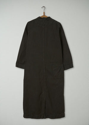 Reworn Cotton Linen Coat Dress Size 10 (834) | Ash Green