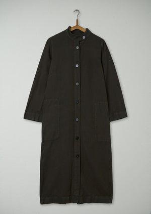 Reworn Cotton Linen Coat Dress Size 10 (834) | Ash Green