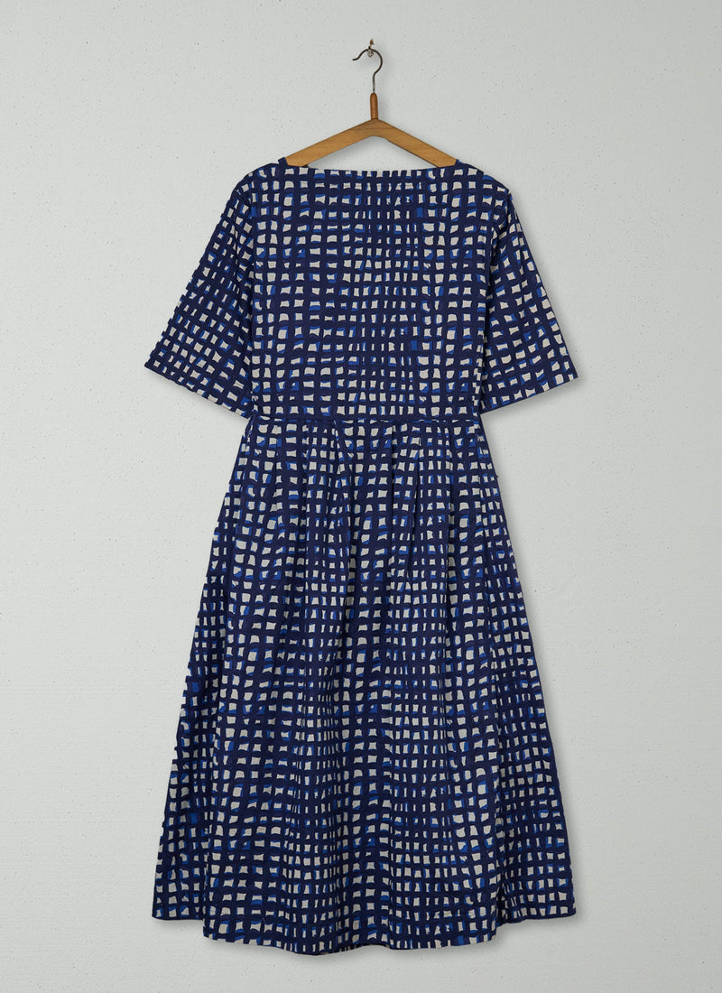 Reworn Anni Print Poplin Dress Size 8 (1244) | Ink