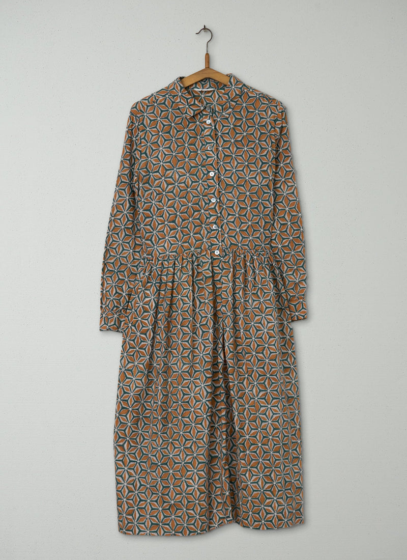 Reworn Block Print Dress Size 14 (1146) | Multi