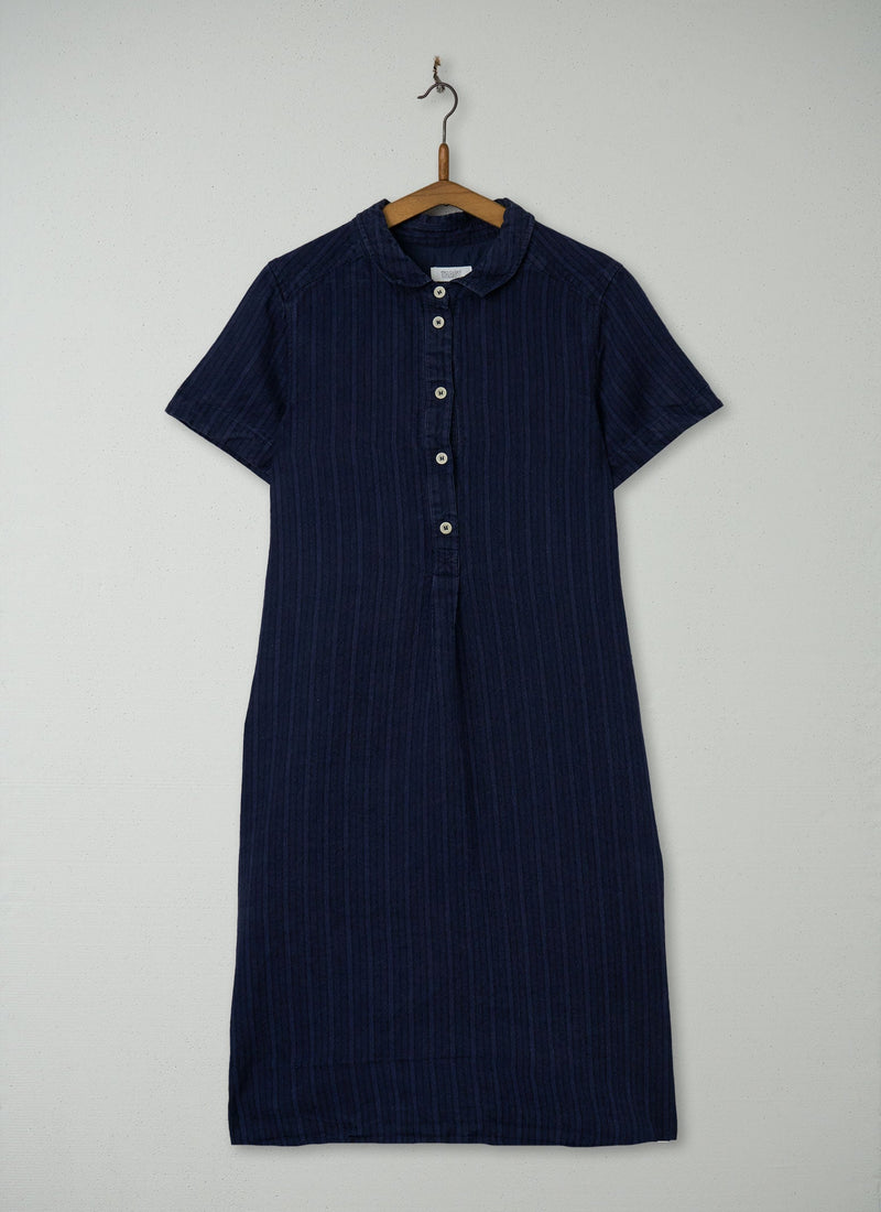 Reworn Linen Swingy Dress Size 12 (1577) | Indigo