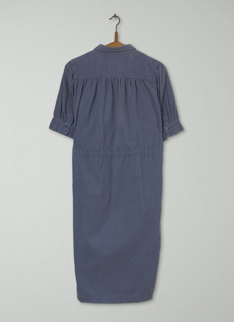 Reworn Needlecord Shirt Dress Size 10 (1195) | Blue Grey
