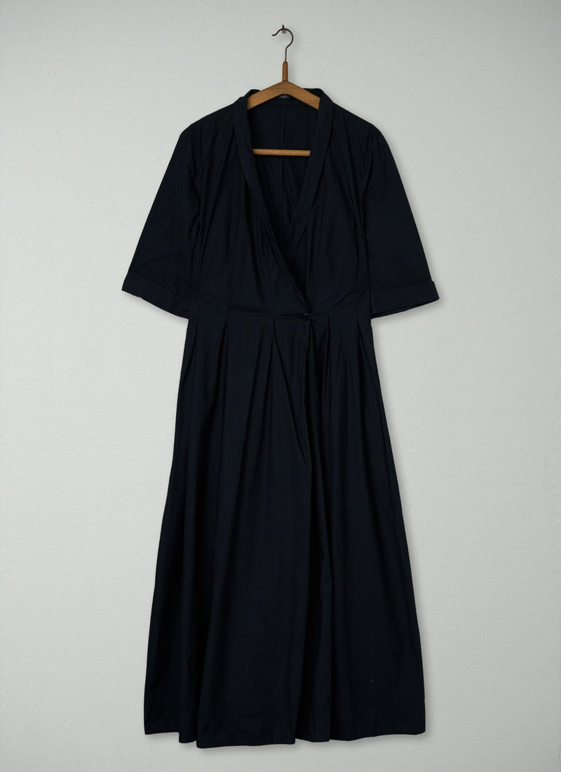 Reworn Poplin Wrap Front Dress Size 6 (1429) | Blue Grey