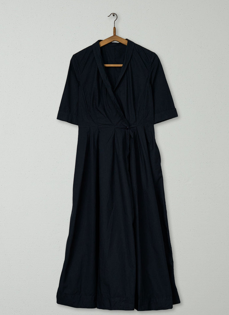 Reworn Poplin Wrap Front Dress Size 8 (1476) | Slate