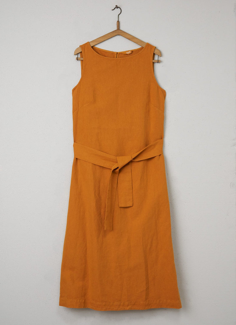 Reworn Cotton Linen Sleeveless Dress Size 12 (068) | Spice
