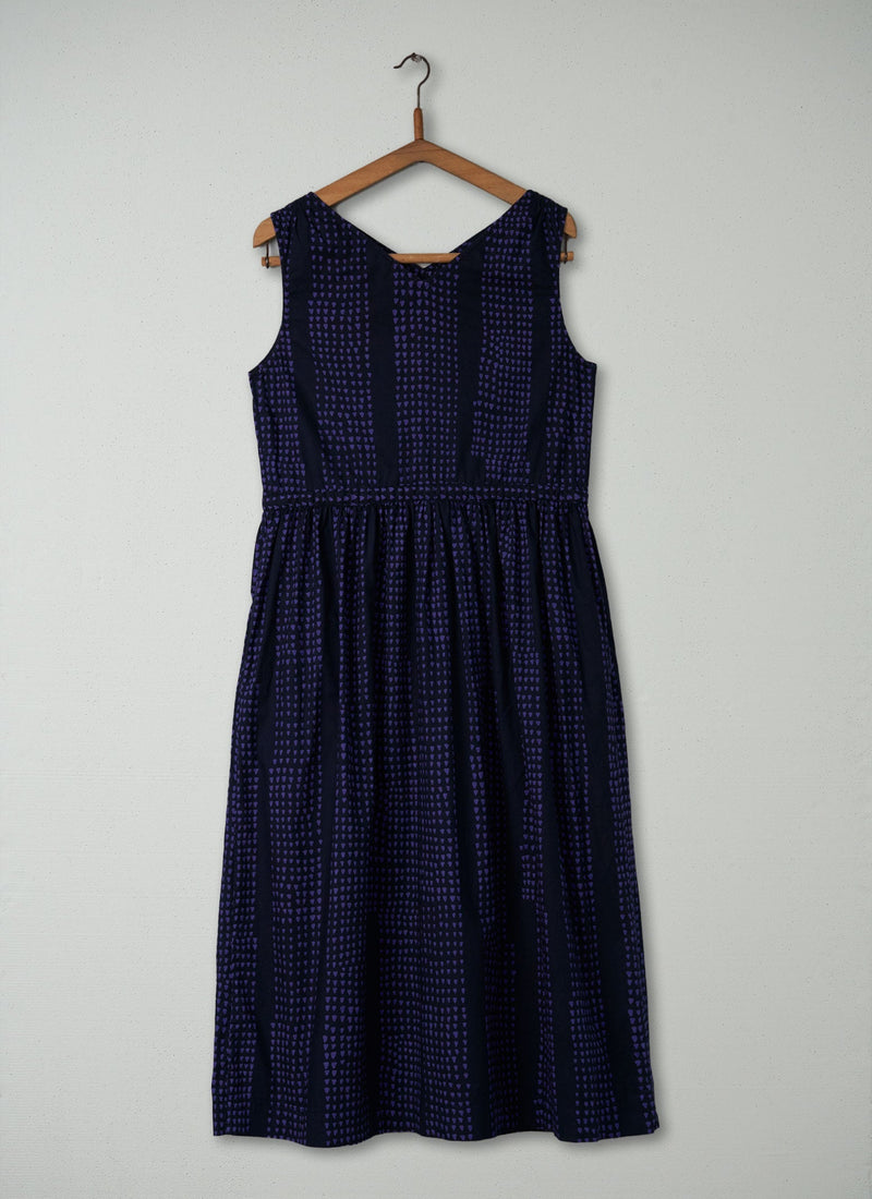 Reworn Print Poplin Dress Size 8 (509) | Blue/Navy