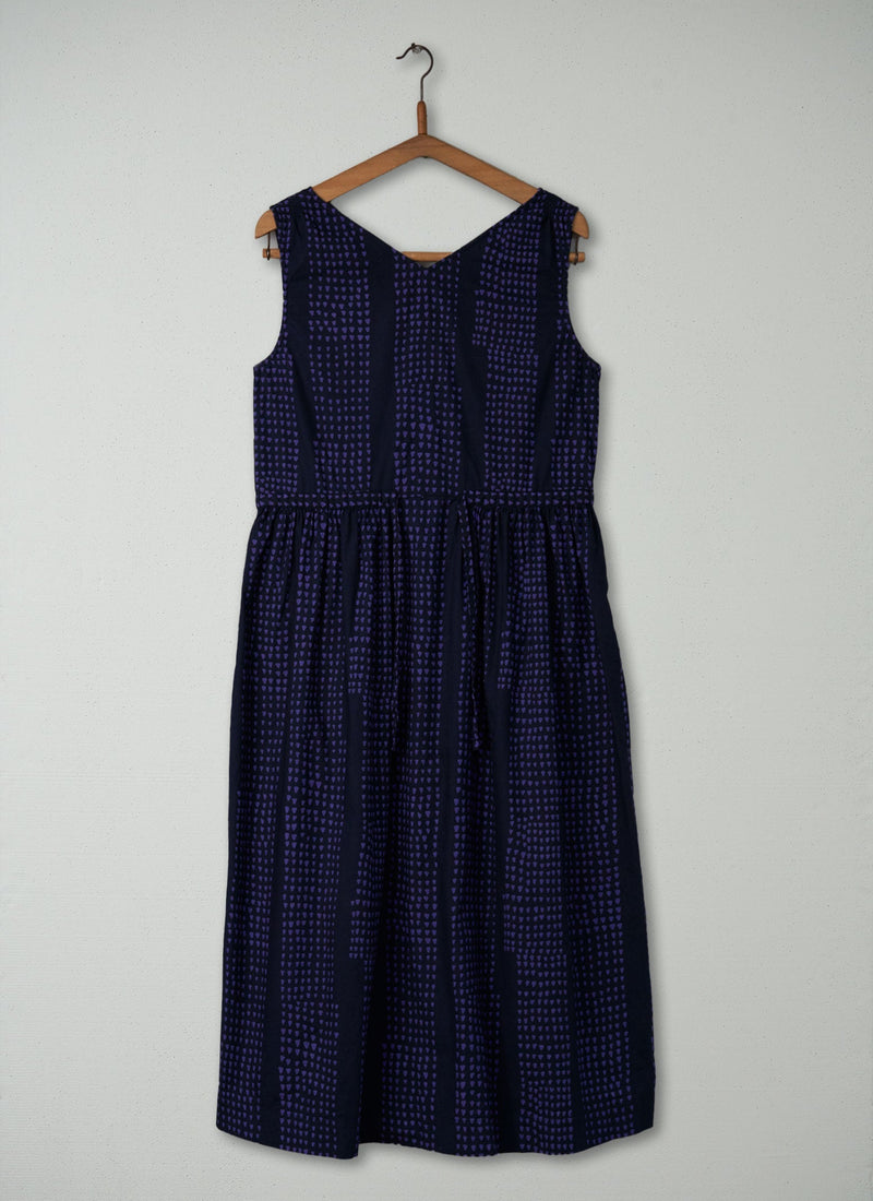 Reworn Print Poplin Dress Size 8 (509) | Blue/Navy
