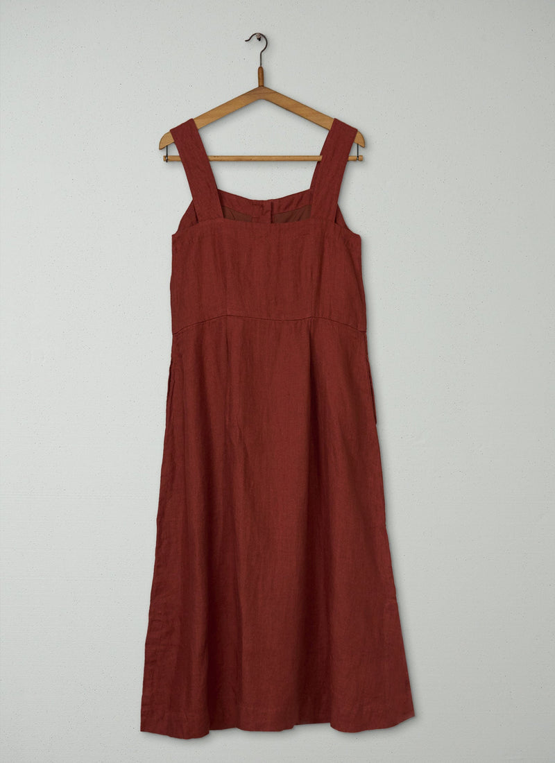 Reworn Linen Twill Sun Dress Size 10 (1808) | Raw Sienna