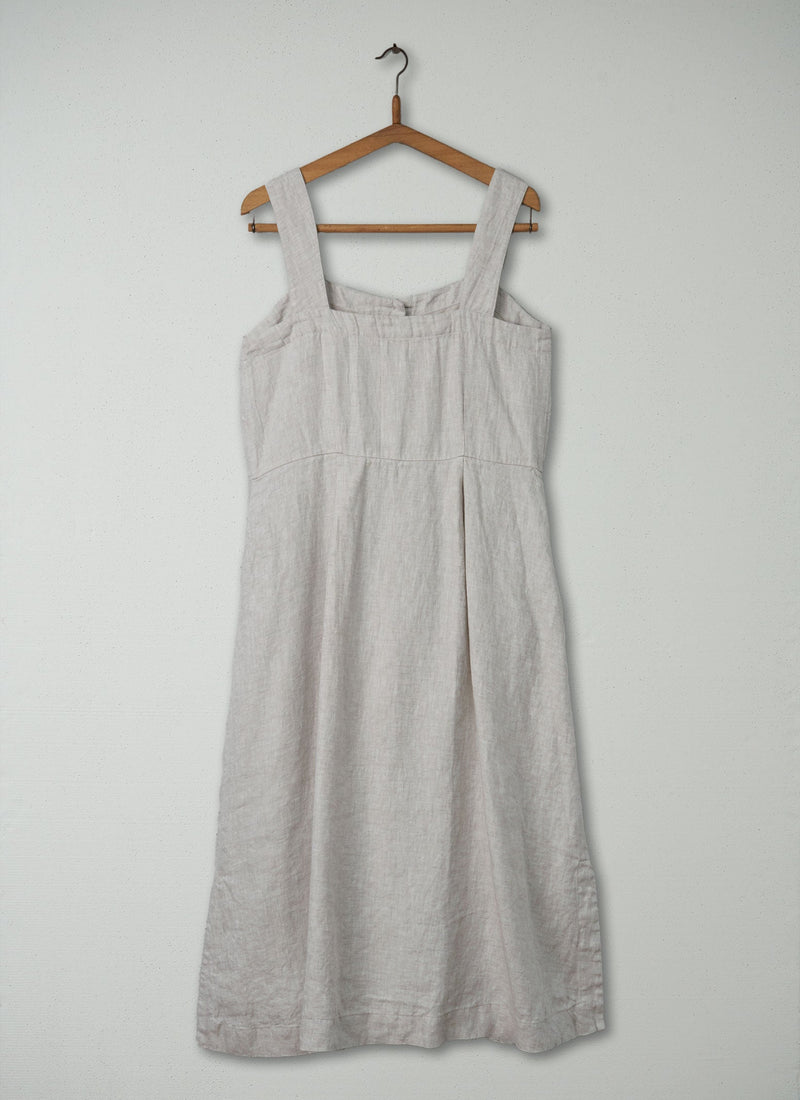 Reworn Linen Twill Sun Dress Size 12 (332) | Natural