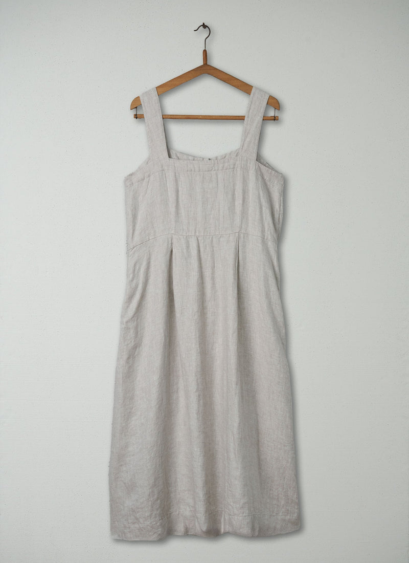 Reworn Linen Sun Dress Size 14 (352) | Natural