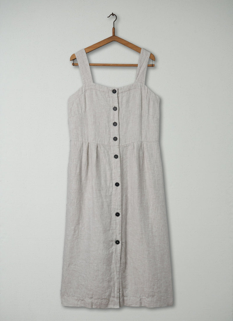 Reworn Linen Sun Dress Size 14 (352) | Natural