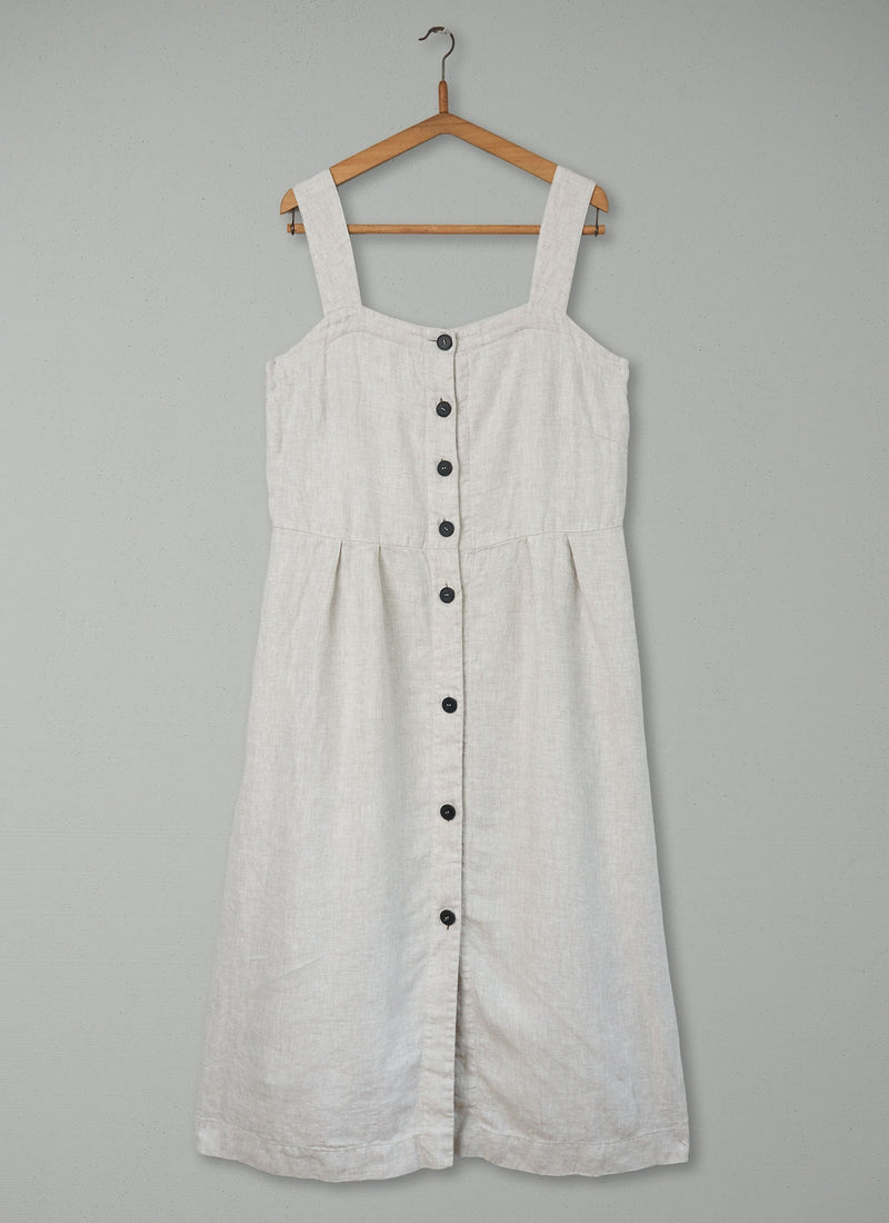 Reworn Linen Sun Dress Size 14 (499) | Natural