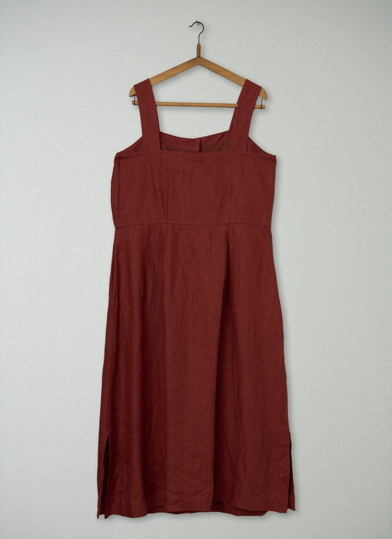 Reworn Linen Twill Sun Dress Size 18 (1141) | Raw Sienna