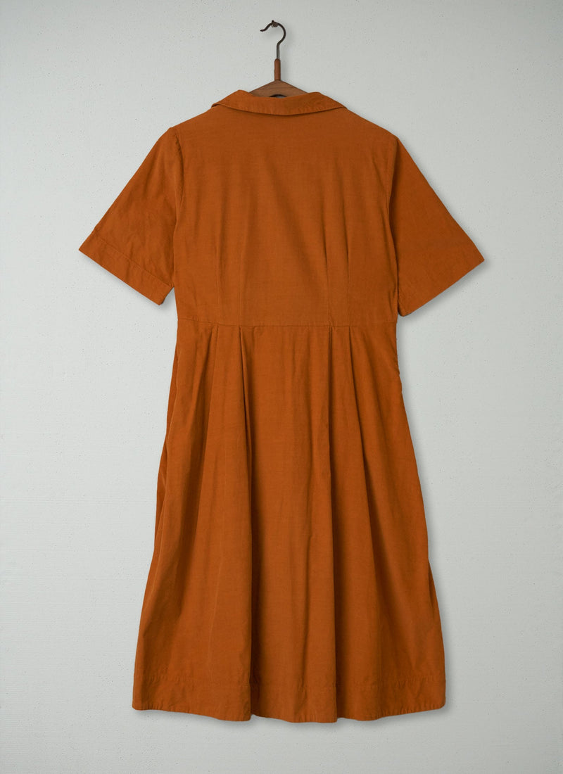 Reworn Needlecord Pleat Dress Size 10 (303) | Spice