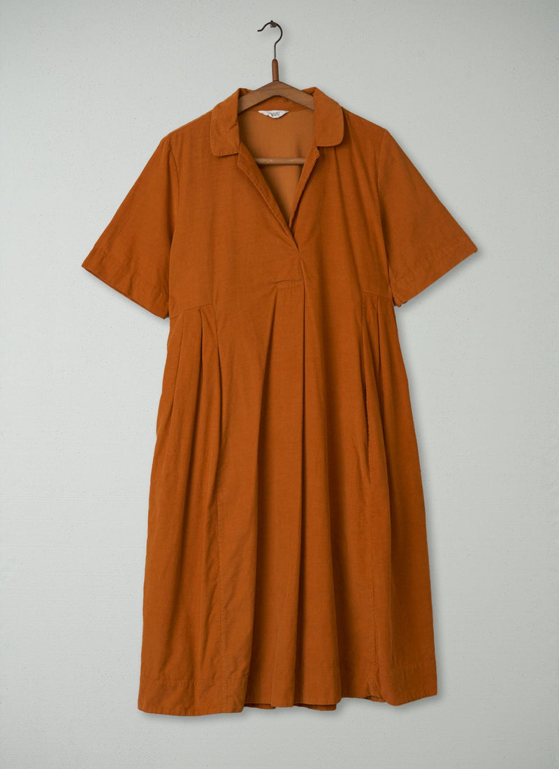 Reworn Needlecord Pleat Dress Size 10 (303) | Spice