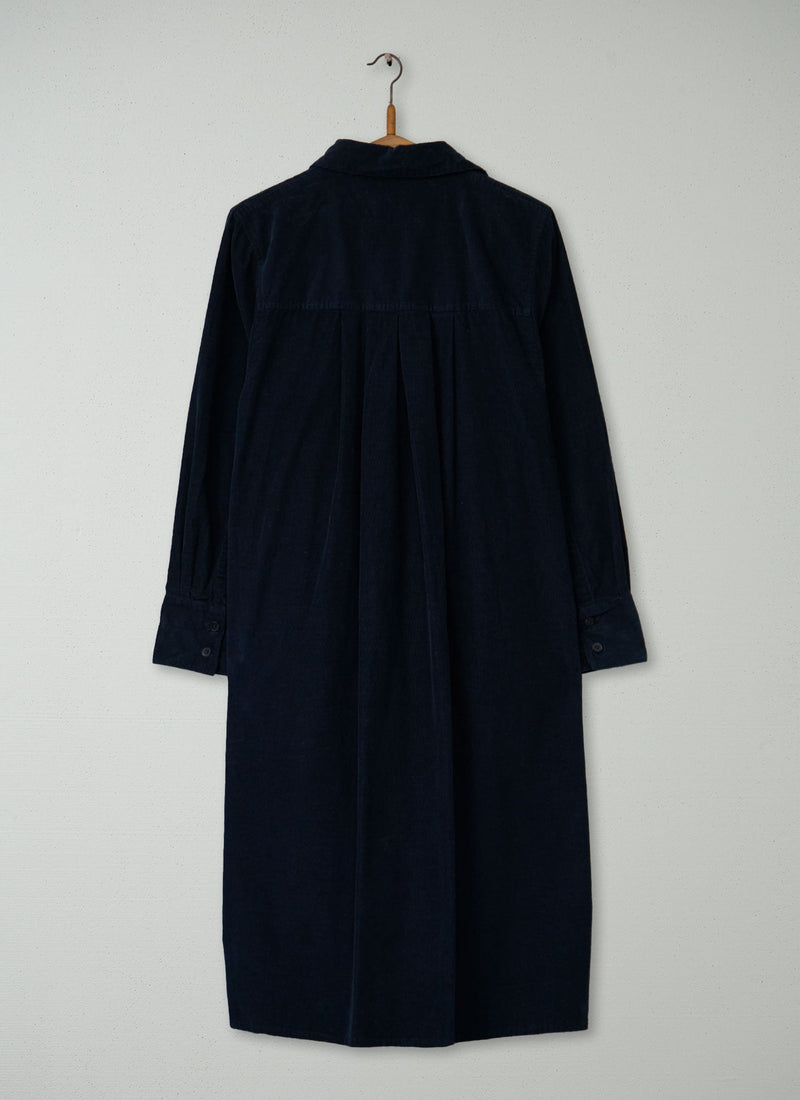 Reworn Needlecord Swingy Shirt Dress Size 12 (1389) | Navy