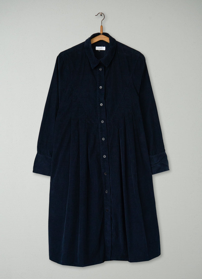 Reworn Needlecord Swingy Shirt Dress Size 12 (1389) | Navy
