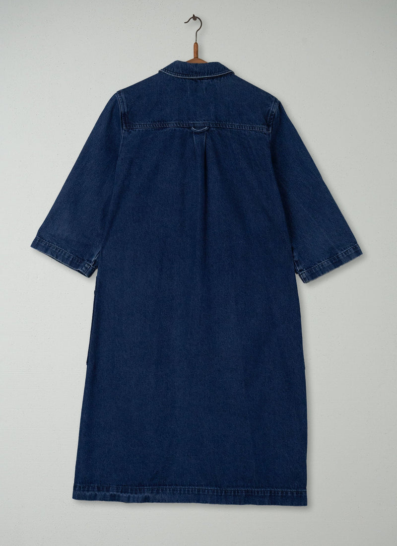 Reworn Denim Shirt Dress Size 12 (325) | Indigo