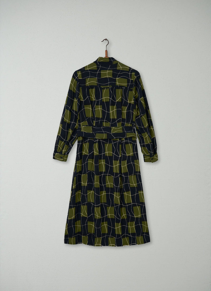 Reworn Check Print Dress Size 10 (190) | Slate Olive