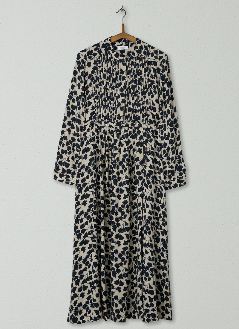 Reworn Trailing Leaf Pintuck Dress Size 14 (1903) | Multi