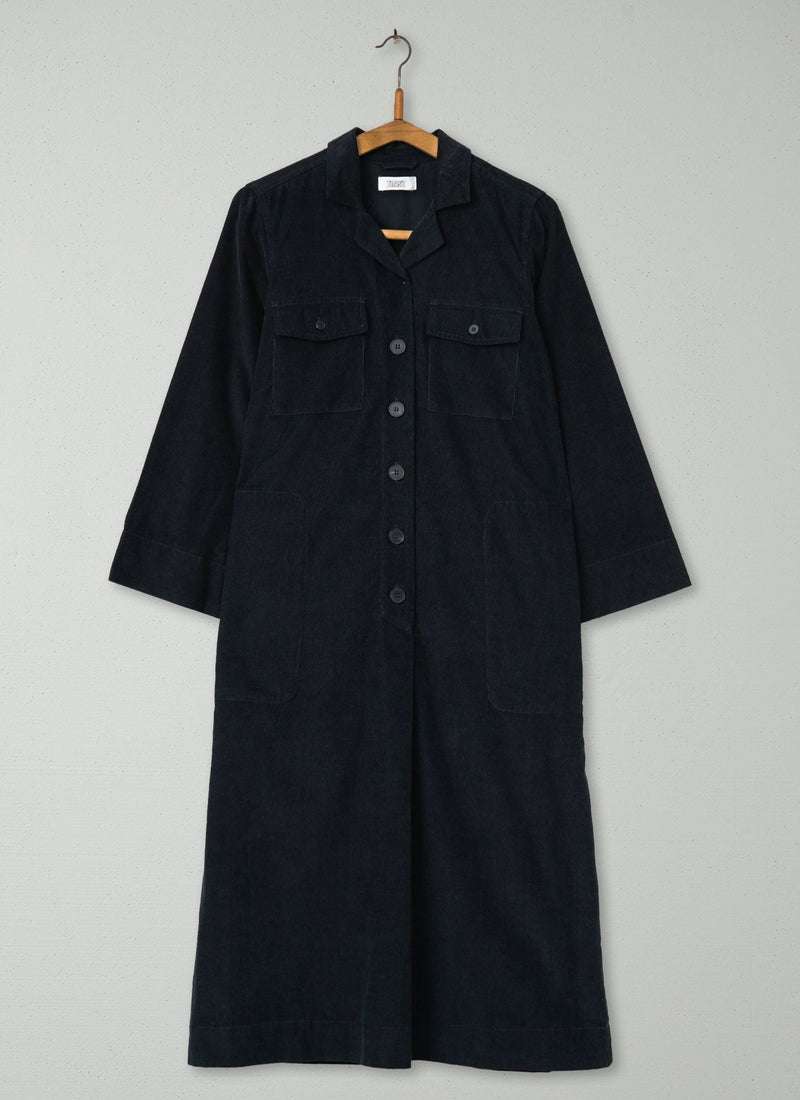 Reworn Needlecord Shirt Dress Size 14 (2124) | Brown Slate