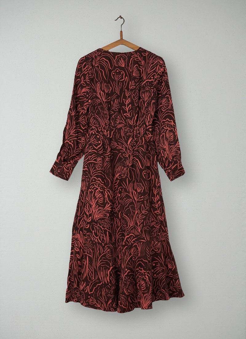 Reworn Print Wrap Dress Size 6 (102) | Maroon