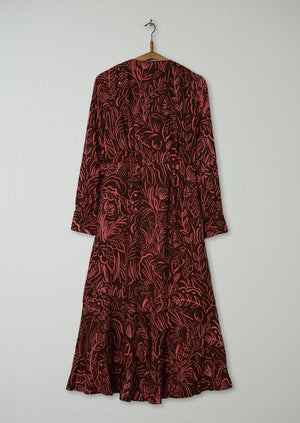 Reworn Print Wrap Dress Size 8 (1062) | Maroon