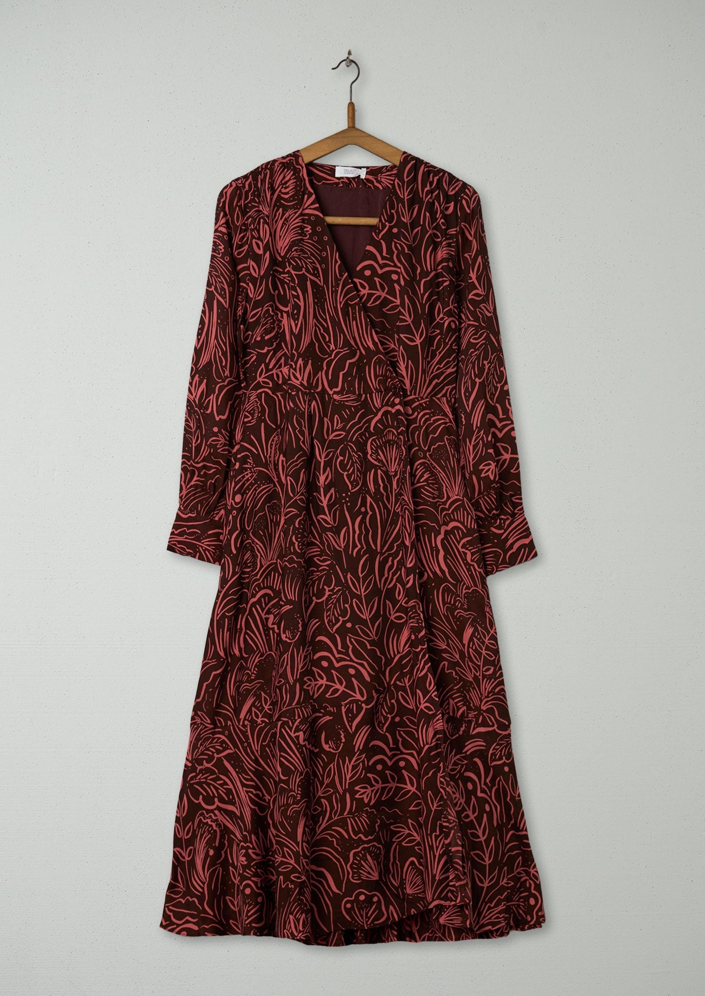 Reworn Print Wrap Dress Size 8 (1062) | Maroon