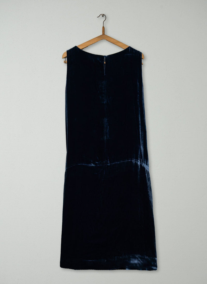 Reworn Silk Velvet Dress Size 10 (1451) | Midnight