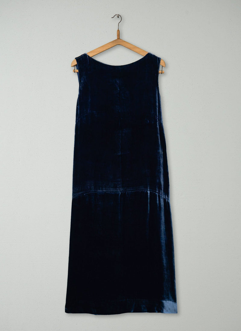 Reworn Silk Velvet Dress Size 10 (1451) | Midnight