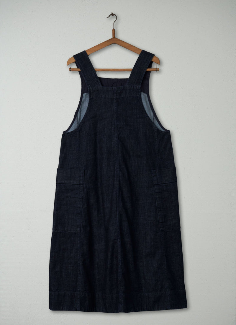 Reworn Denim Pinafore Dress Size 12 (363) | Indigo