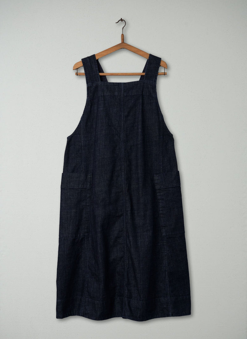 Reworn Denim Pinafore Dress Size 12 (363) | Indigo