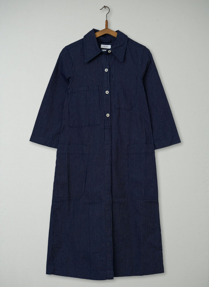 Reworn Fine Stripe Cotton Shirt Dress Size 8 (1288) | Multi