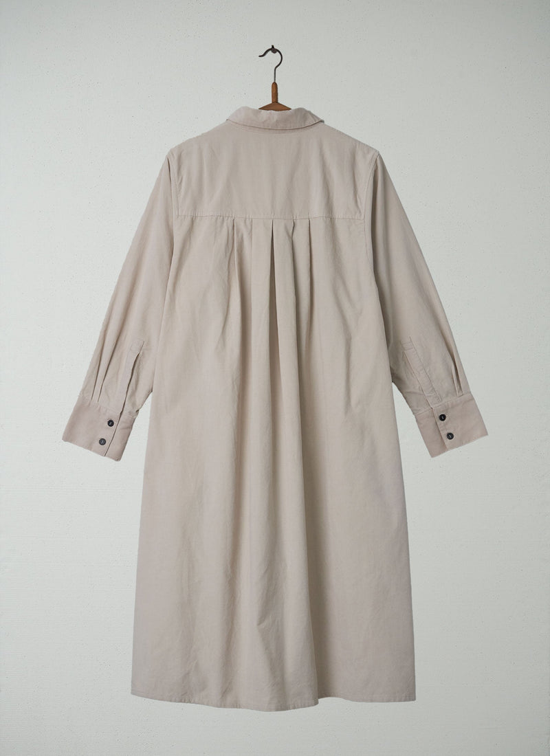 Reworn Needlecord Swingy Shirt Dress Size 14 (351) | Chalk