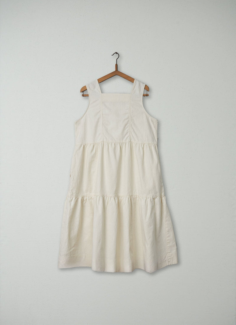 Reworn Hemp Cotton Canvas Dress Size 14 (247) | Natural