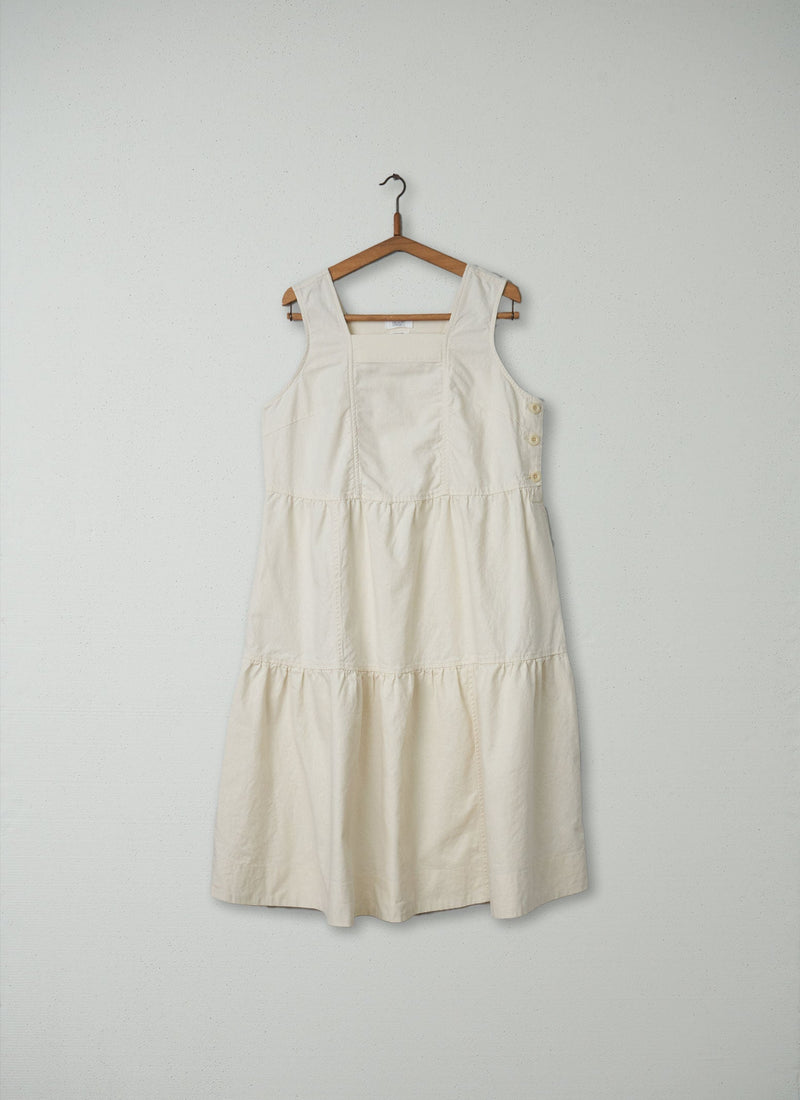 Reworn Hemp Cotton Canvas Dress Size 14 (247) | Natural