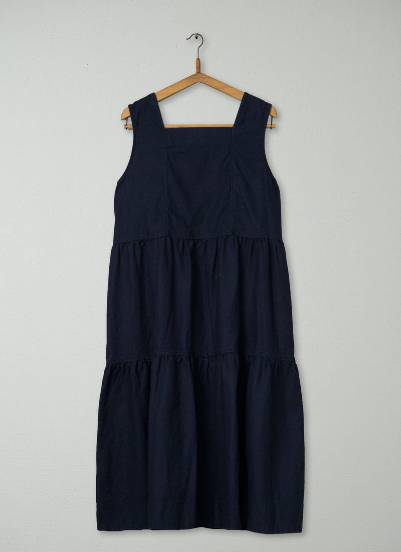 Reworn Hemp Cotton Canvas Dress Size 18 (1444) | Slate